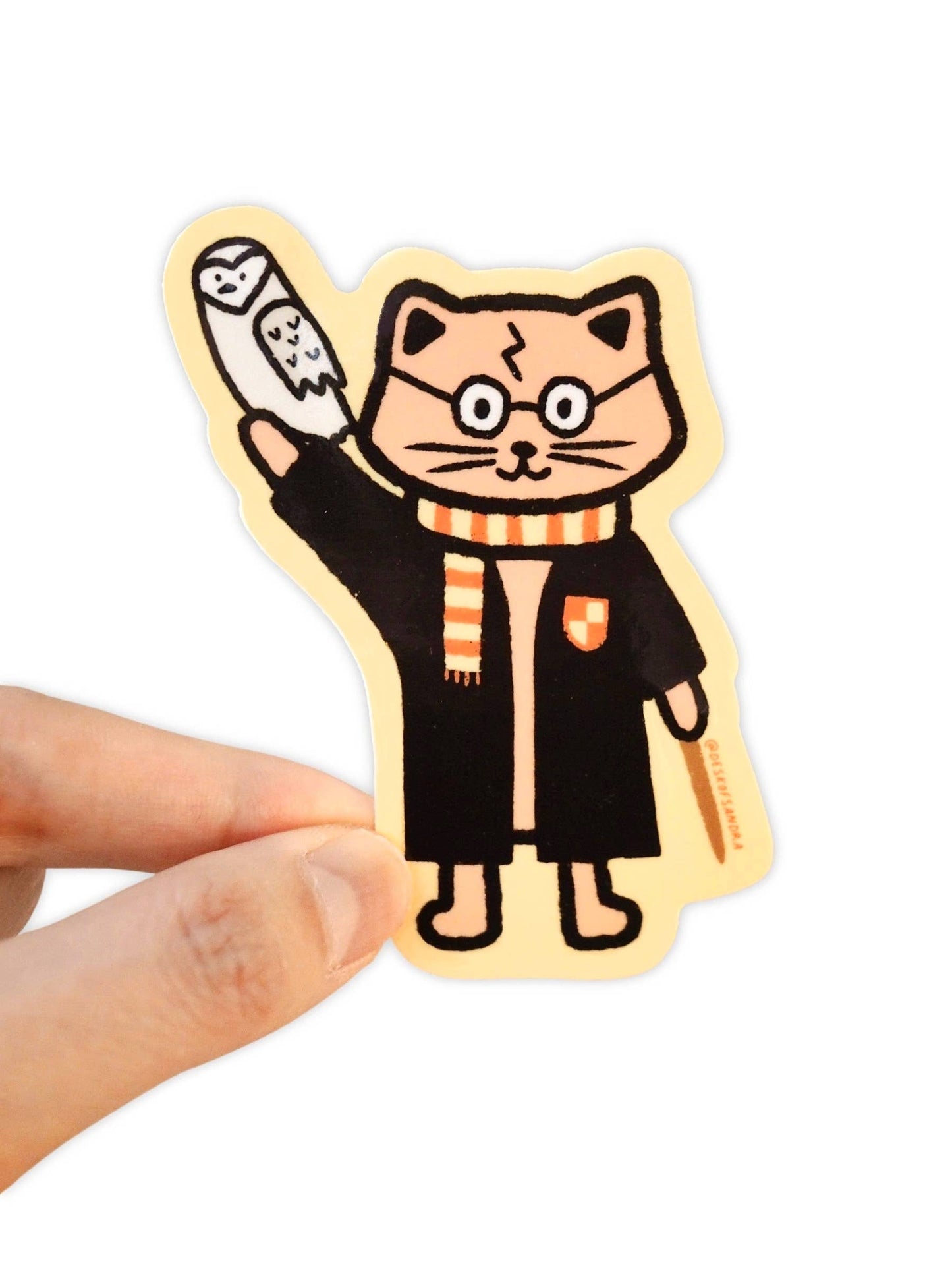 Desk of Sandra - Cat Wizard Vinyl Sticker