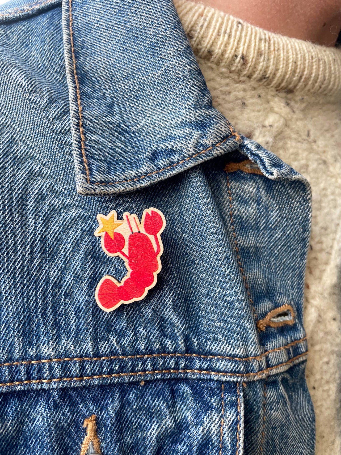 Leah Bees Creations - Lobster - Wooden Pin
