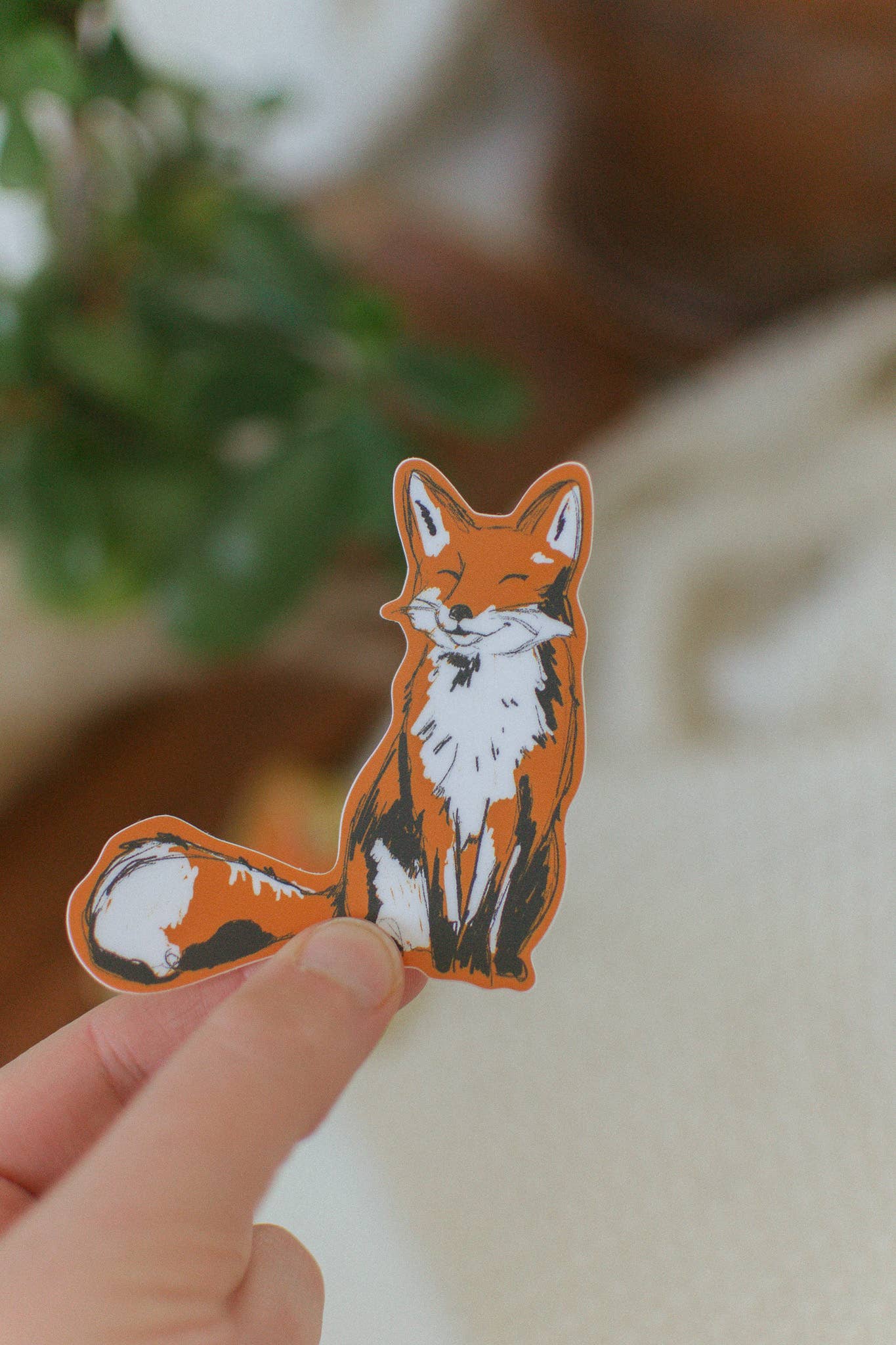 Brush + Bird Paper Co. - Smiling Fox Waterproof Vinyl Diecut Sticker | Outdoorsy Gift