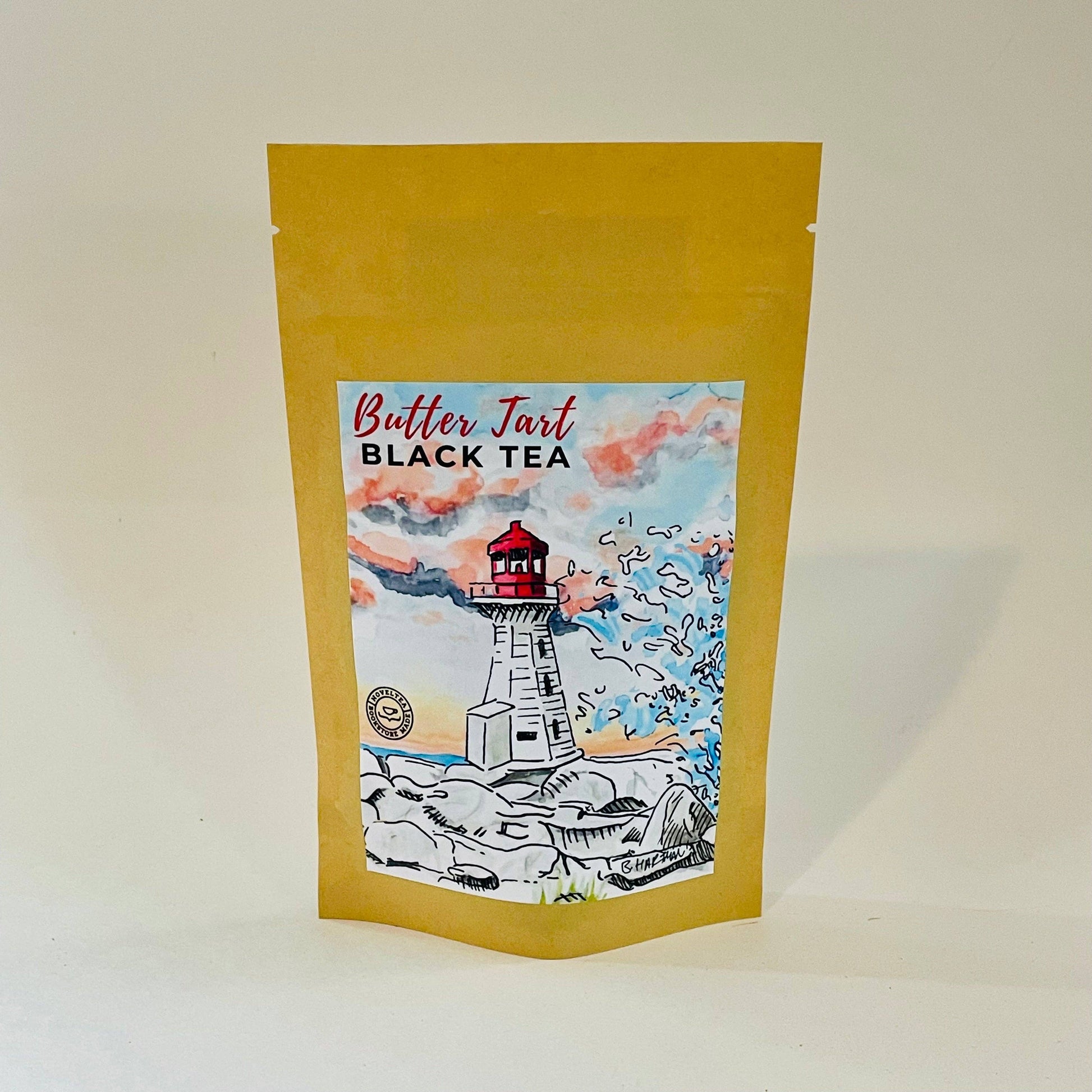 NovelTea Bookstore & Gifts - Artist Label | Peggy's Cove Lighthouse - Butter Tart BLACK TEA - Agricola Street Books