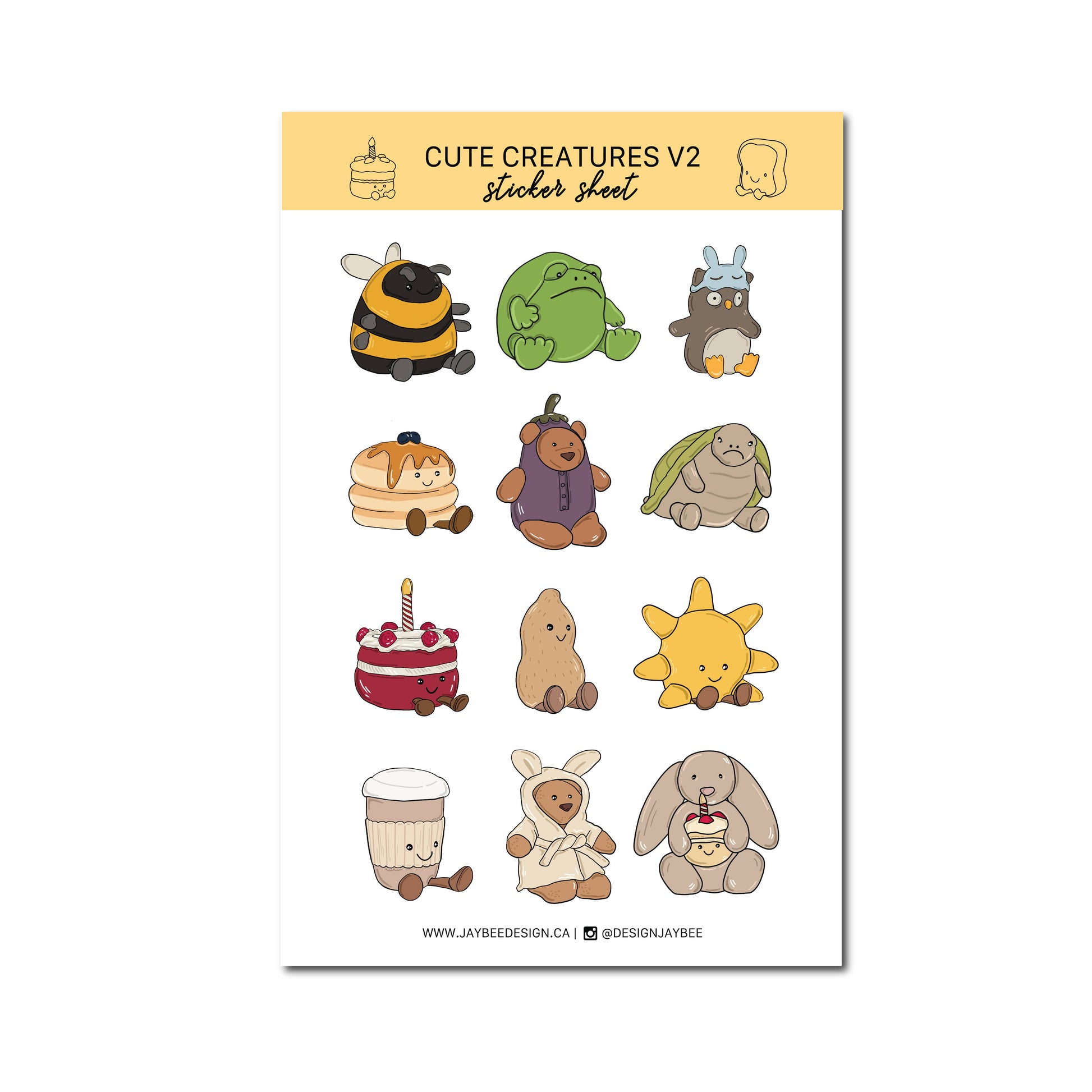 Jaybee Design - Cute Creatures V2 Sticker Sheet - Agricola Street Books