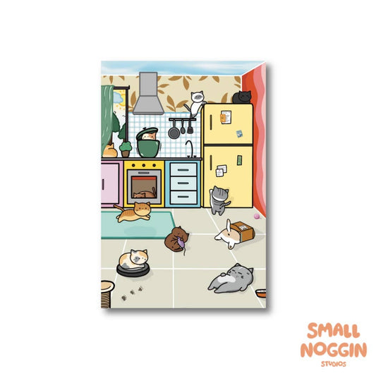 Small Noggin Studios - Cute Cats in the Kitchen Postcard 4x6, - Agricola Street Books