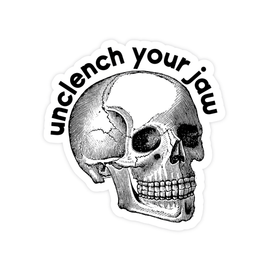Pretty by Her - Unclench Your Jaw Skull Funny Halloween  STICKER