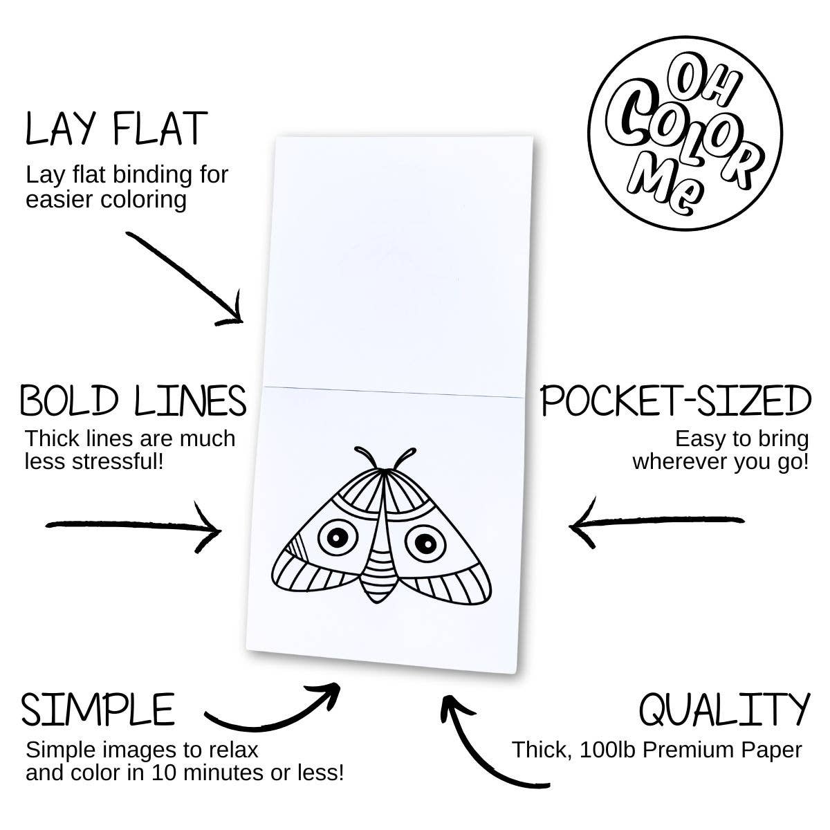 Oh Color Me - Mini Coloring Book Mots Positifs (FRENCH), 4"x4", - Agricola Street Books