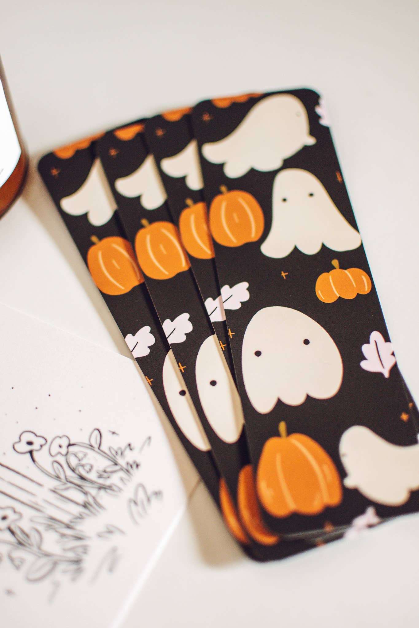 Brush & Bird - Halloween Ghost Pattern Bookmark | Cute Ghost Art