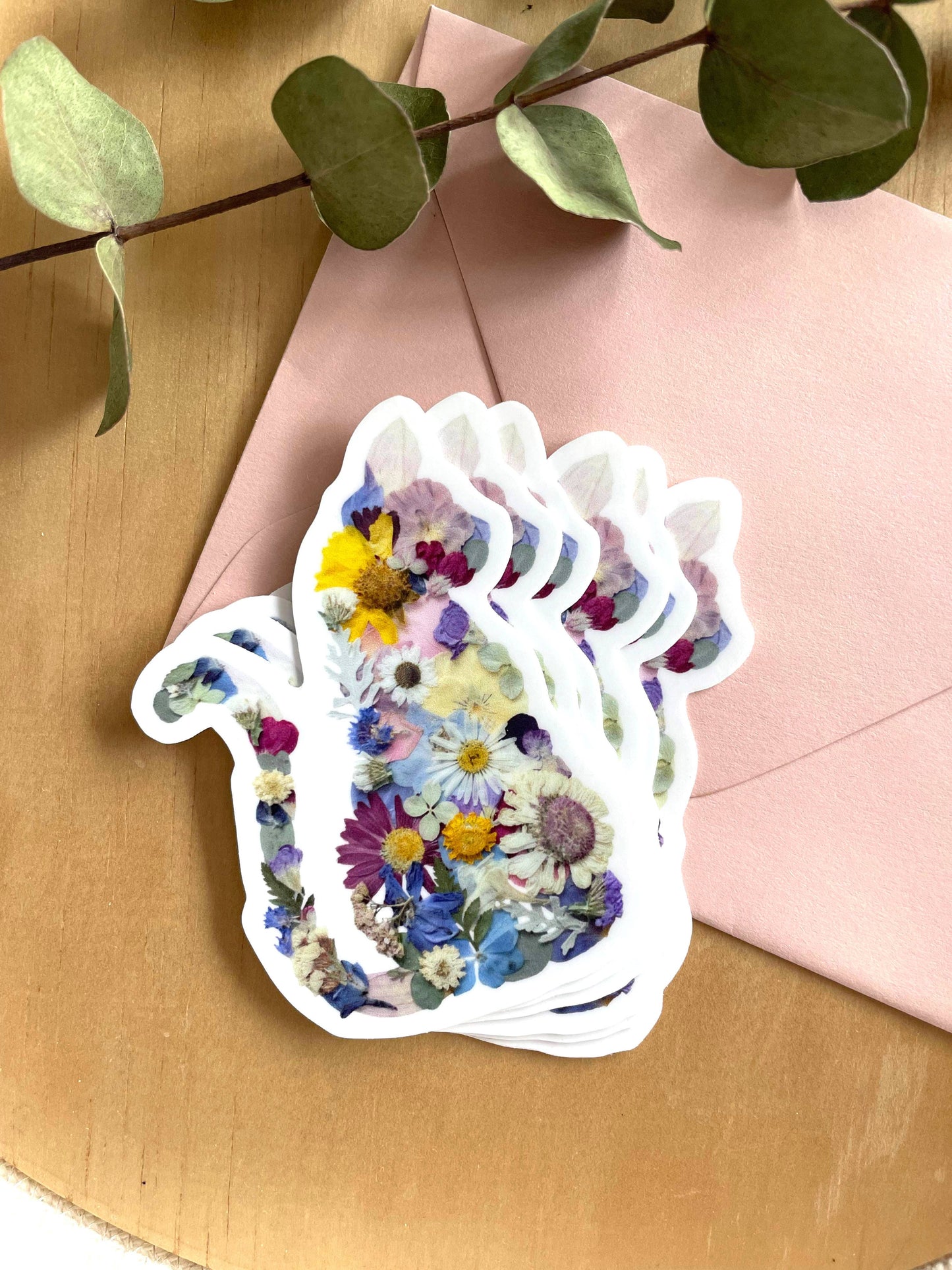 Seek & Bloom Creative Co. - Cat Pressed Flowers 3" Vinyl Sticker