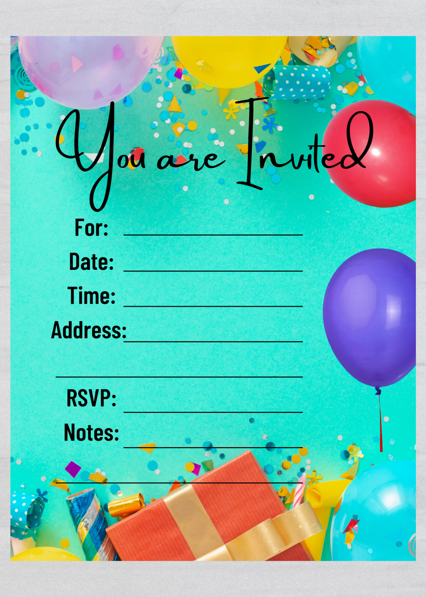 All Occasion Invitations with Envelopes + Stickers(10 cards) - Agricola Street Books