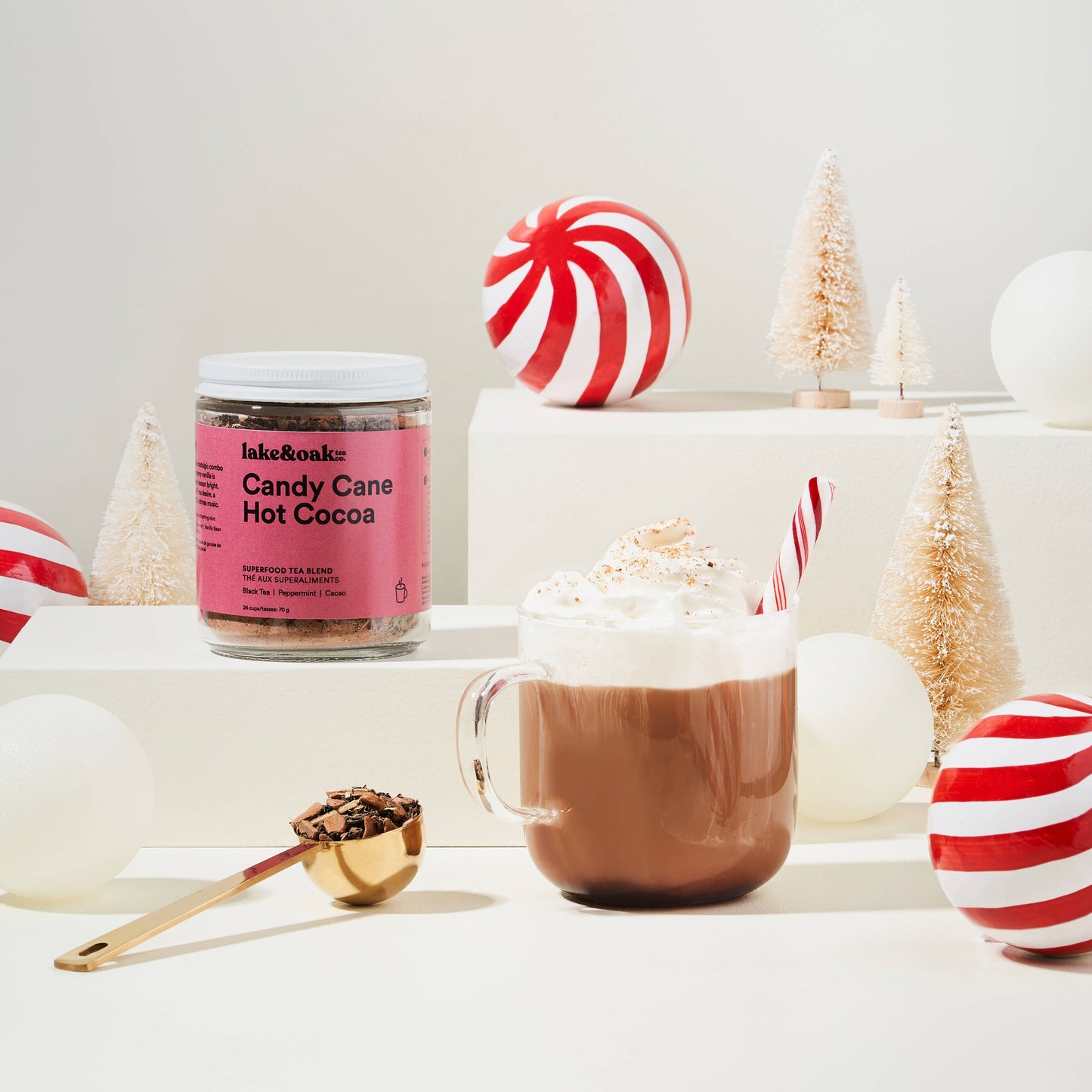 Lake & Oak Tea Co. - Candy Cane Hot Cocoa - Superfood Tea Blend