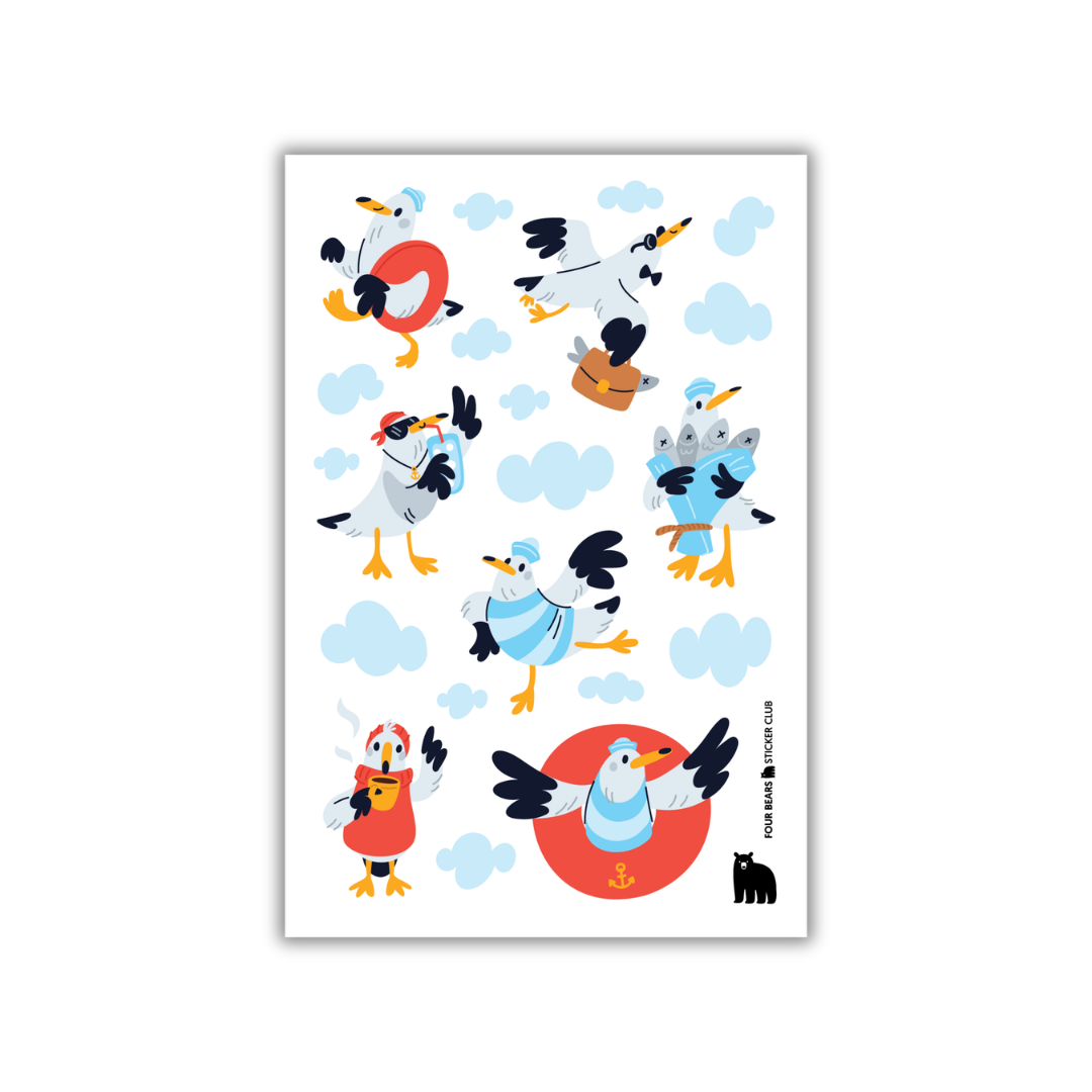 Four Bears Sticker Club - Seagull Shenanigans