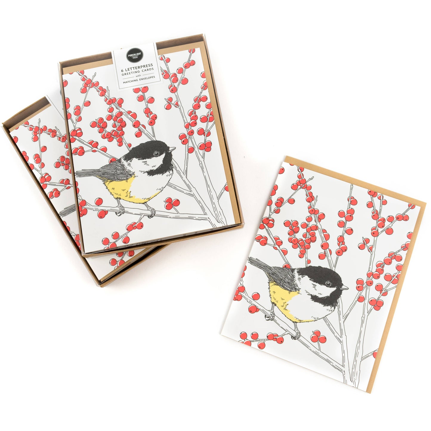 Porchlight Press Letterpress - Black-capped Chickadee Card