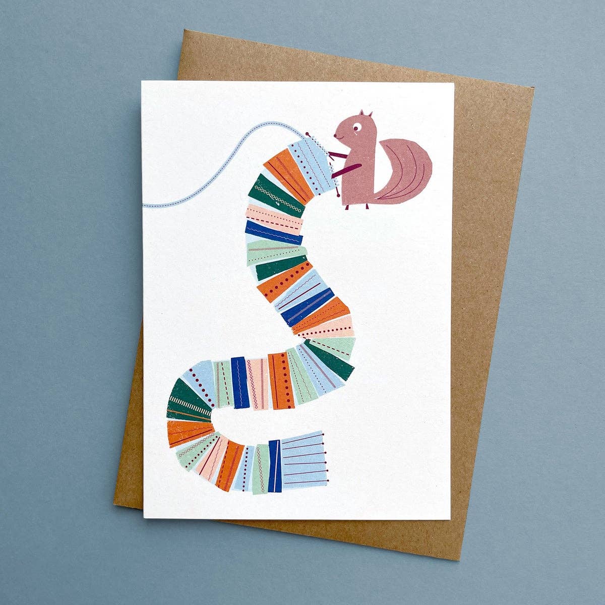 Kautzi Illustrations - Greeting Card Knitting Squirrel - Agricola Street Books