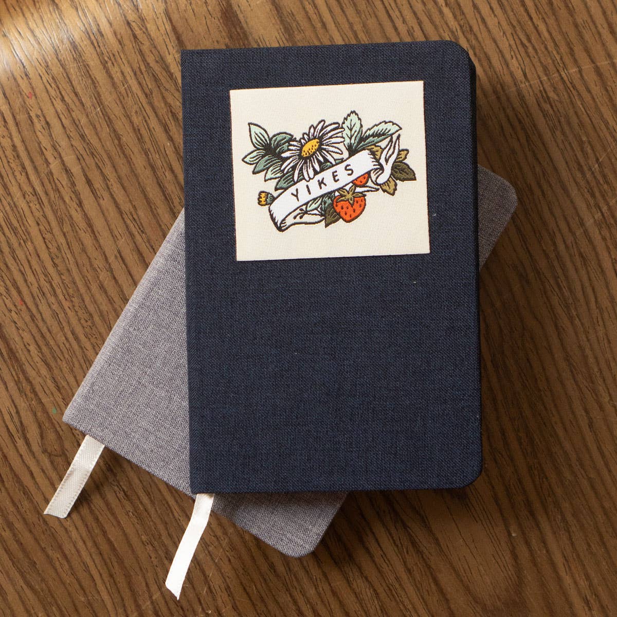 Stay Home Club - Patched Linen Notebook - Yikes