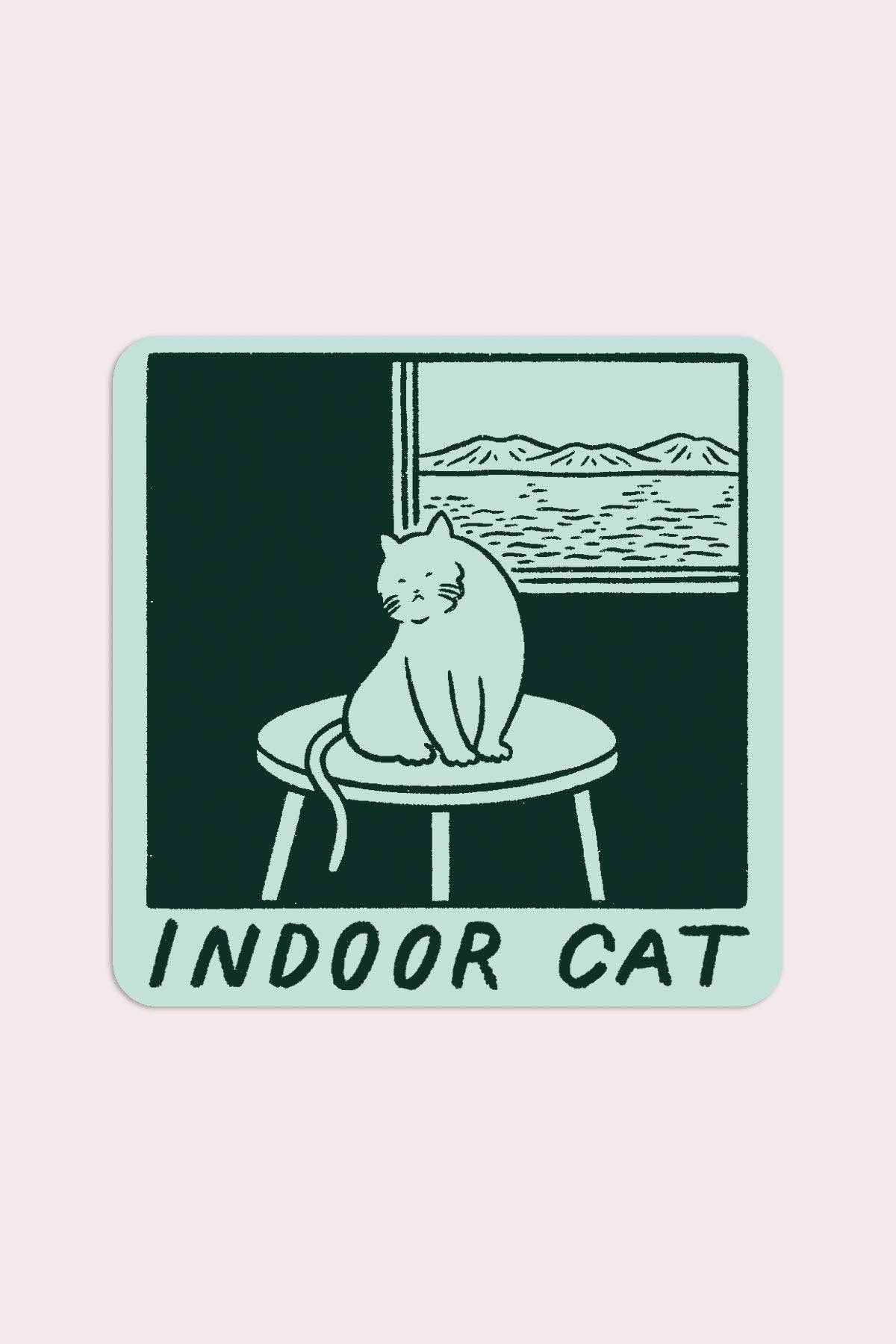 Stay Home Club - Indoor Cat (Satoshi) Sticker | Waterproof Vinyl Sticker - Agricola Street Books