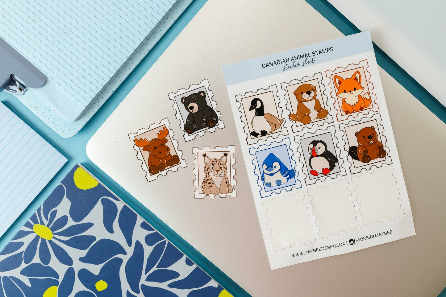 Jaybee Design - Planche d'autocollants Animaux canadiens