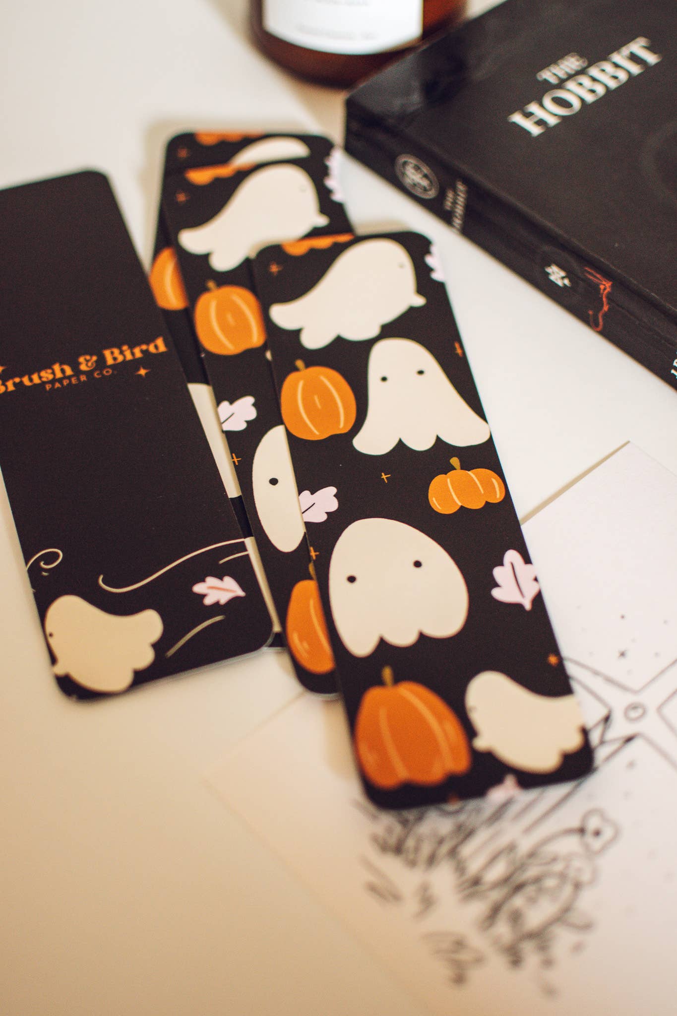 Brush & Bird - Halloween Ghost Pattern Bookmark | Cute Ghost Art