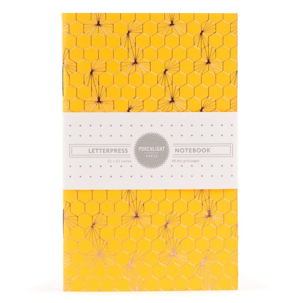 Porchlight Press Letterpress - Honeycomb Gold Foil Small - Notebook