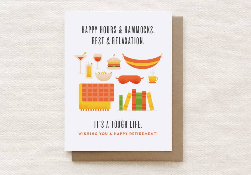 Quirky Paper Co. - Happy Hours and Hammocks - Retirement Congratulations Card - Agricola Street Books