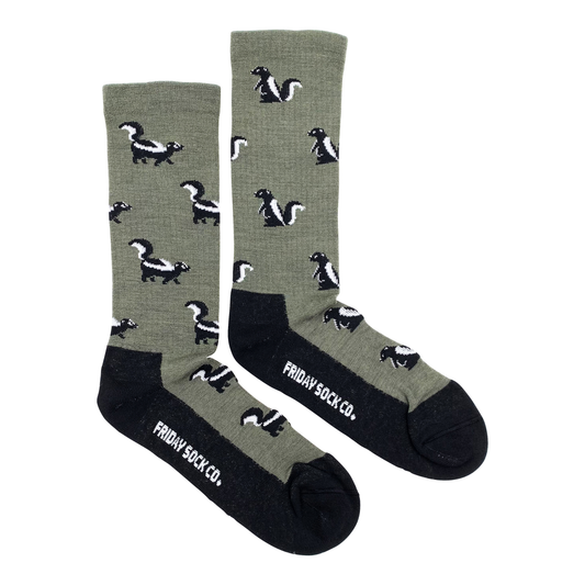 Merino Wool Socks | Skunk | Men's Mismatched Socks: Men's 7 - 12 - Agricola Street Books