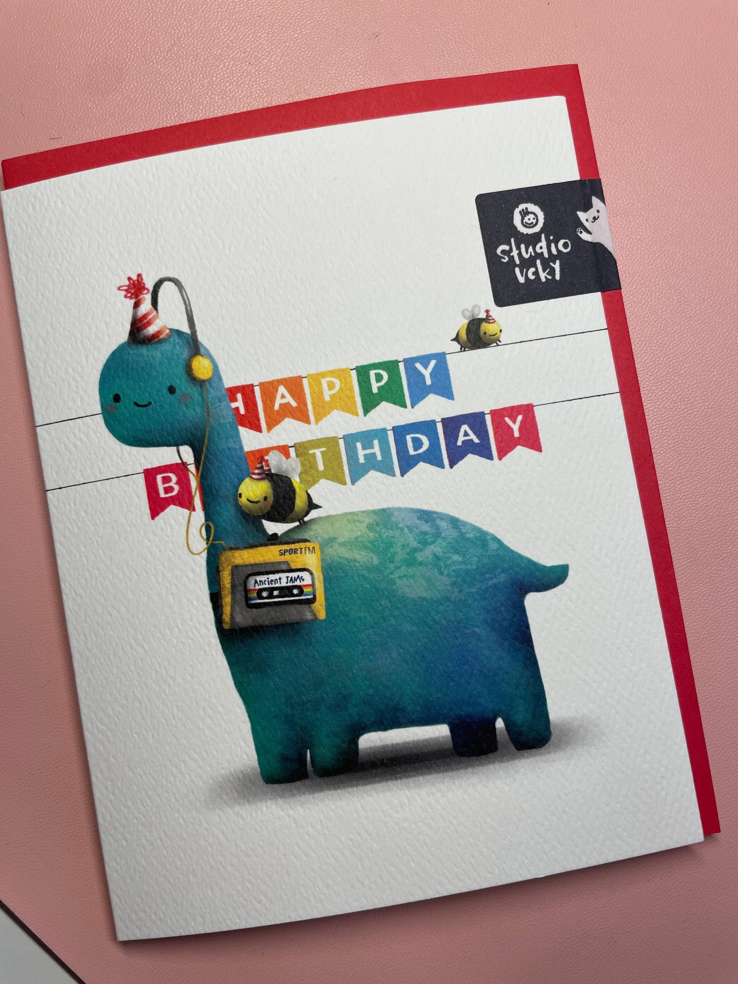 studio vcky - Greeting Card - Walkman Dinosaur