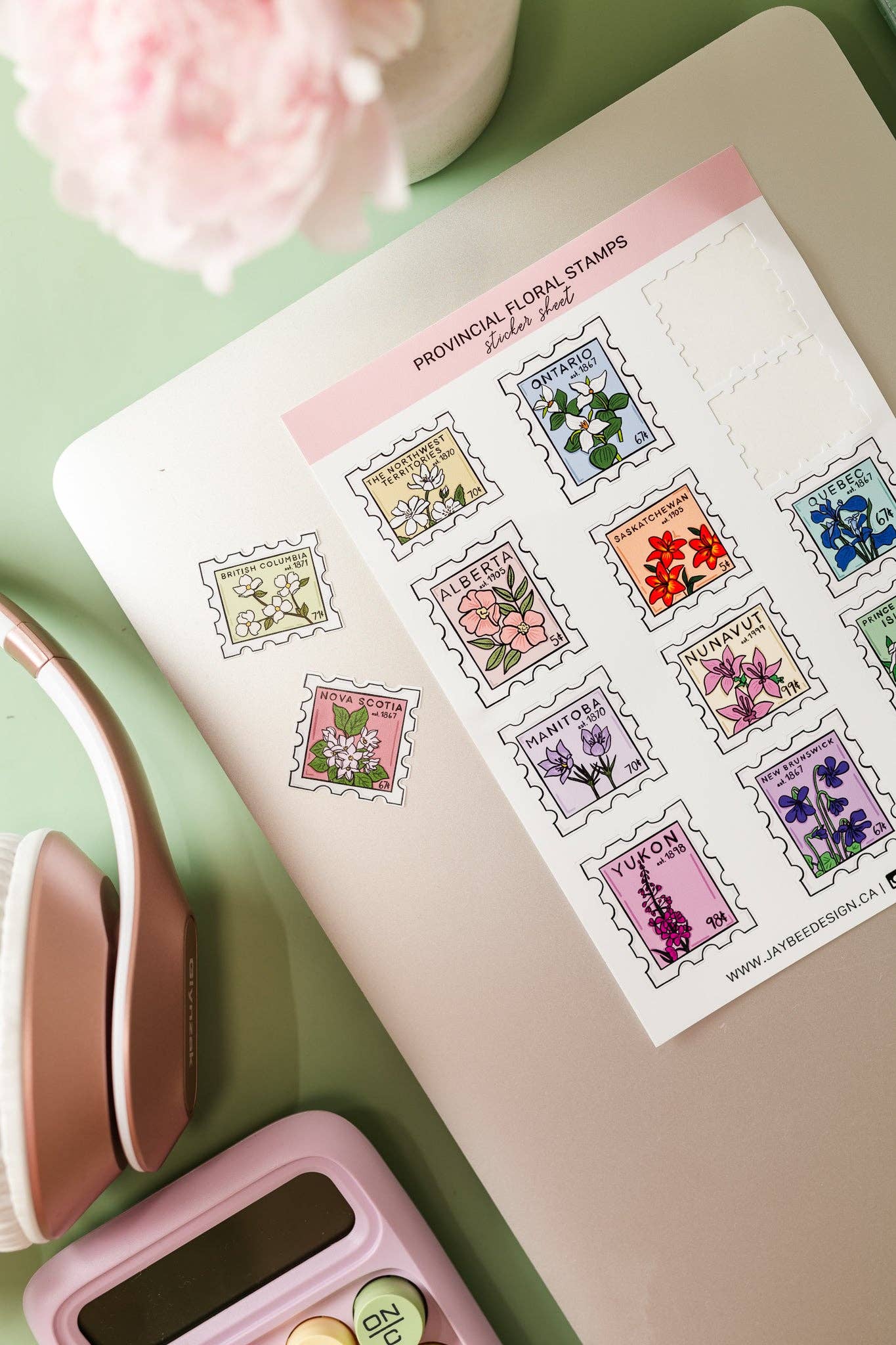 Jaybee Design - Provincial Floral Stamps Sticker Sheet