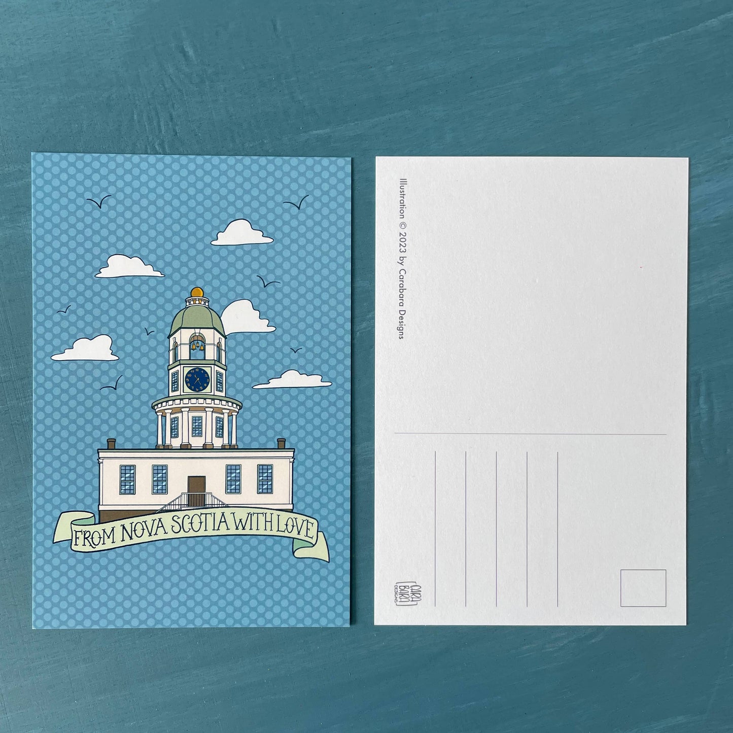 Carabara Designs - Nova Scotia Town Clock Postcard - Agricola Street Books