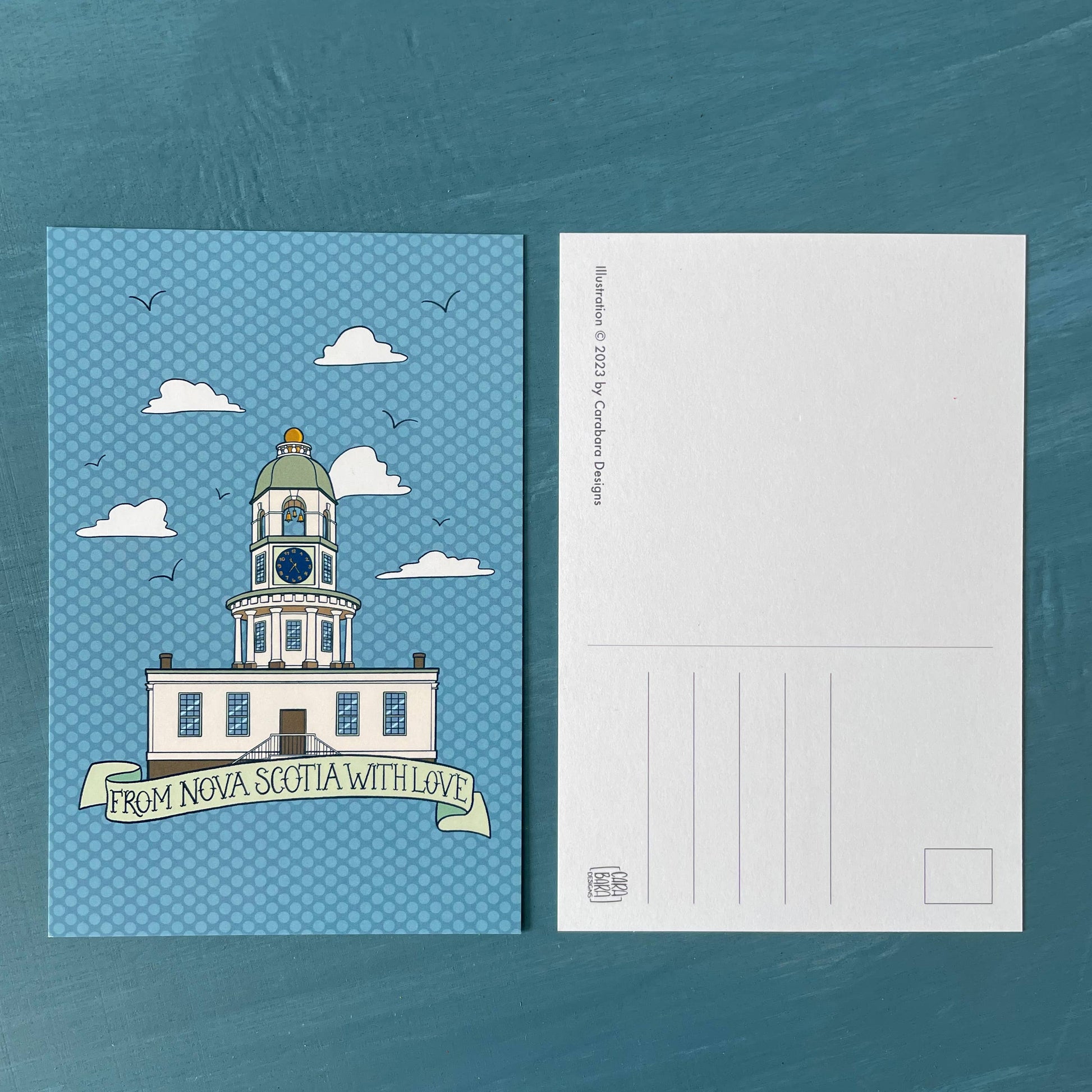 Carabara Designs - Nova Scotia Town Clock Postcard - Agricola Street Books