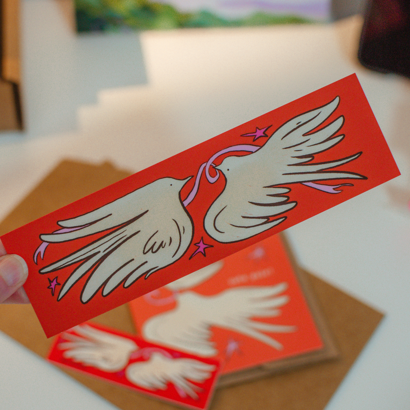 Brush + Bird Paper Co. - Love Birds Bookmark | Illustrated Valentines Day Bird Design