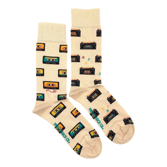 Friday Sock Co. - Fun Men's Socks | Cassette & Boom Box | Mismatched | Eco - Agricola Street Books