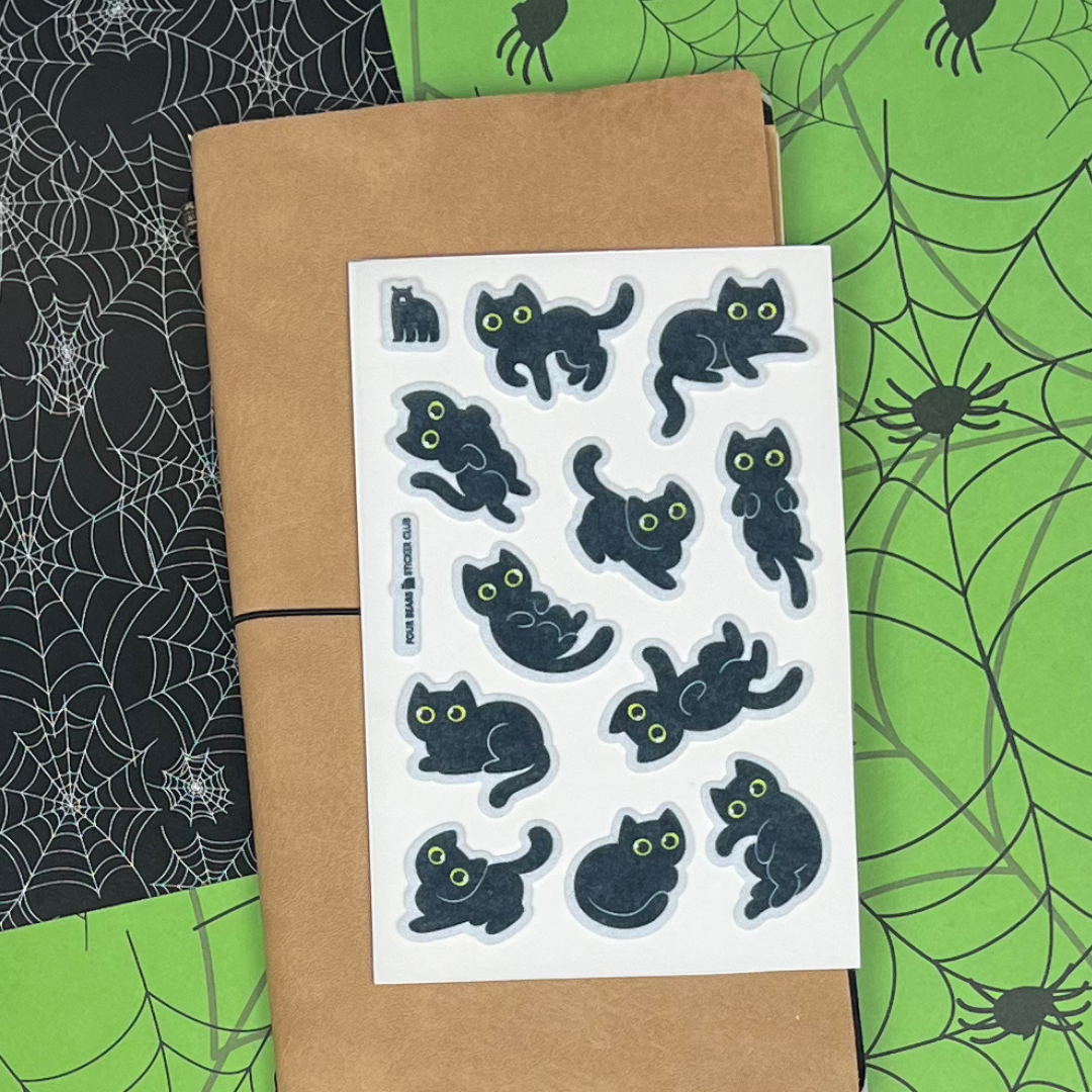 Four Bears Sticker Club - Fuzzy Black Cats