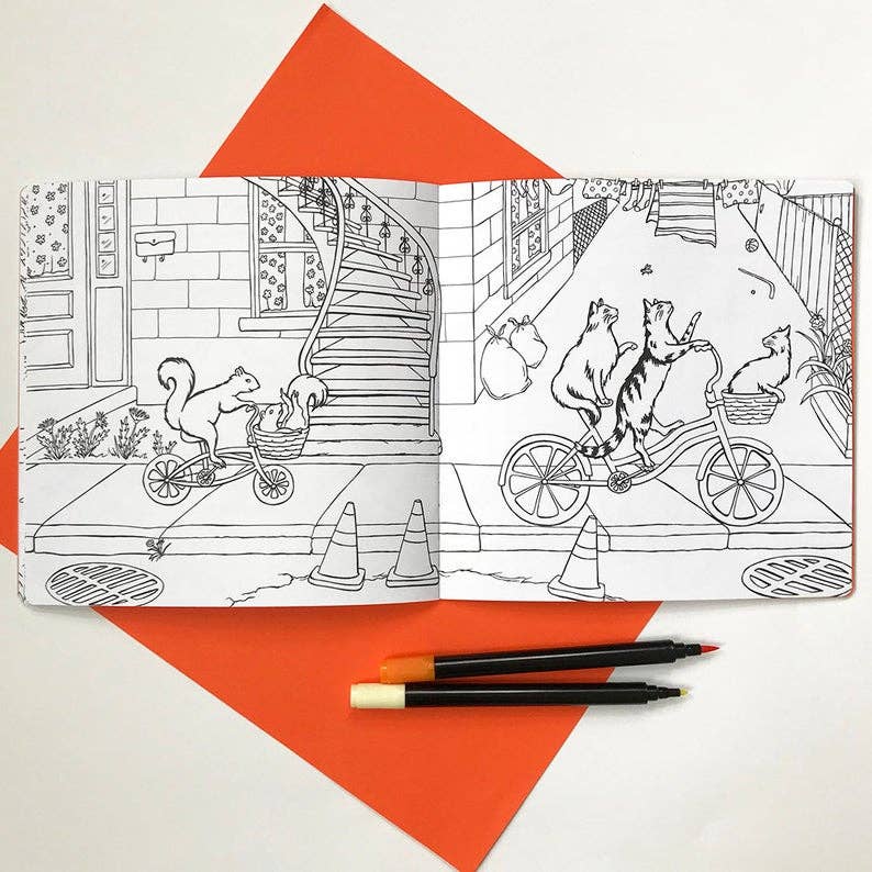 Sardines Studio - Coloring book - Animals on Bikes From the Forest to the Town - Agricola Street Books