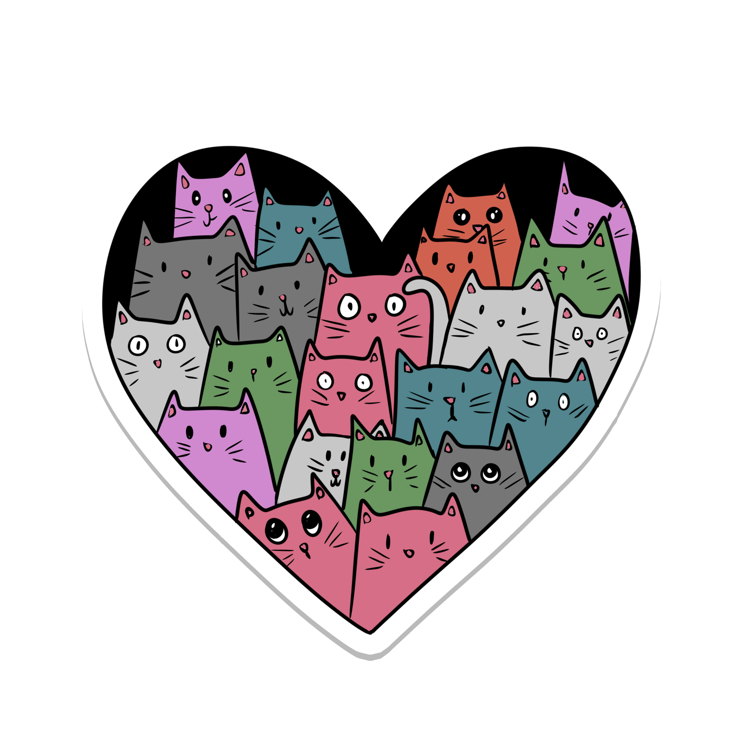 Rebel and Siren Stickers - Cat Heart | Animals | Waterproof Sticker | 3"
