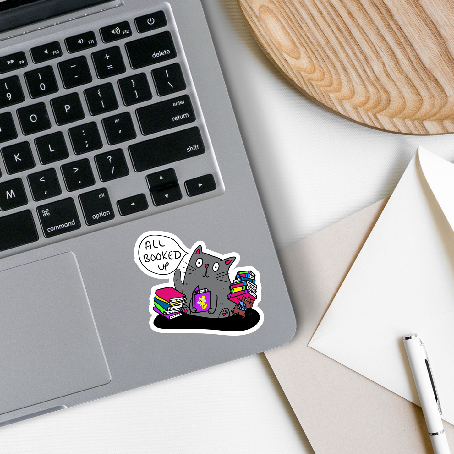 Rebel and Siren Stickers - All Booked Up | Cat | Mouse | Waterproof Sticker | 3"