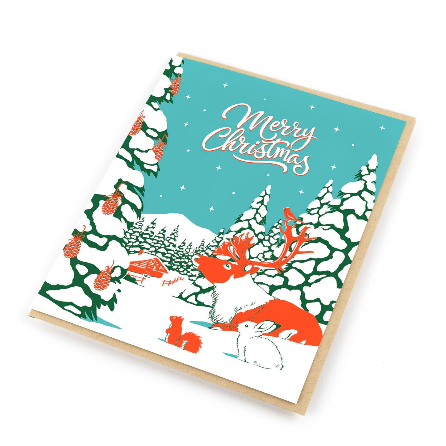 Porchlight Press Letterpress - Vintage Animal Country Christmas Card - Agricola Street Books