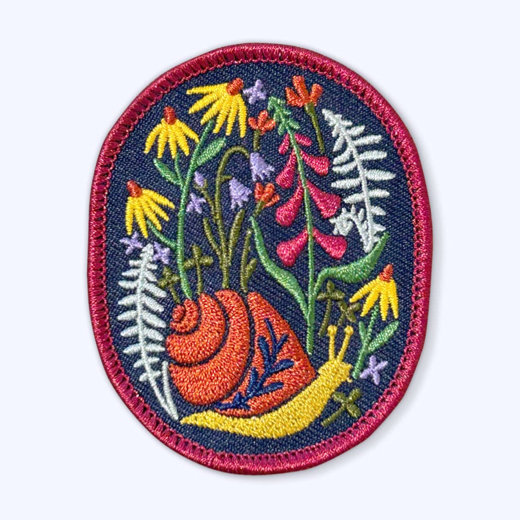 Bough & Antler Northwest Goods - Cute Snail Sew On Patch: Cheerful Woodland Garden Theme!