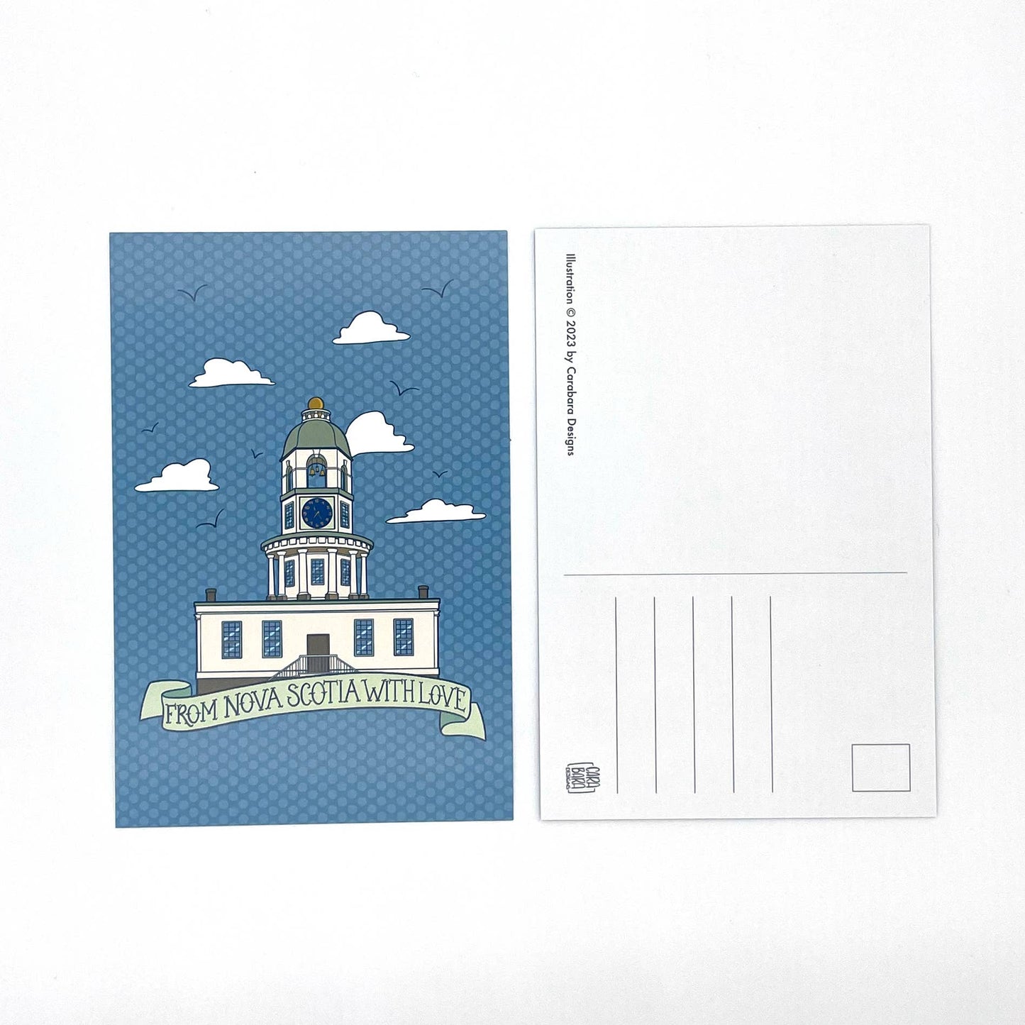 Carabara Designs - Nova Scotia Town Clock Postcard - Agricola Street Books