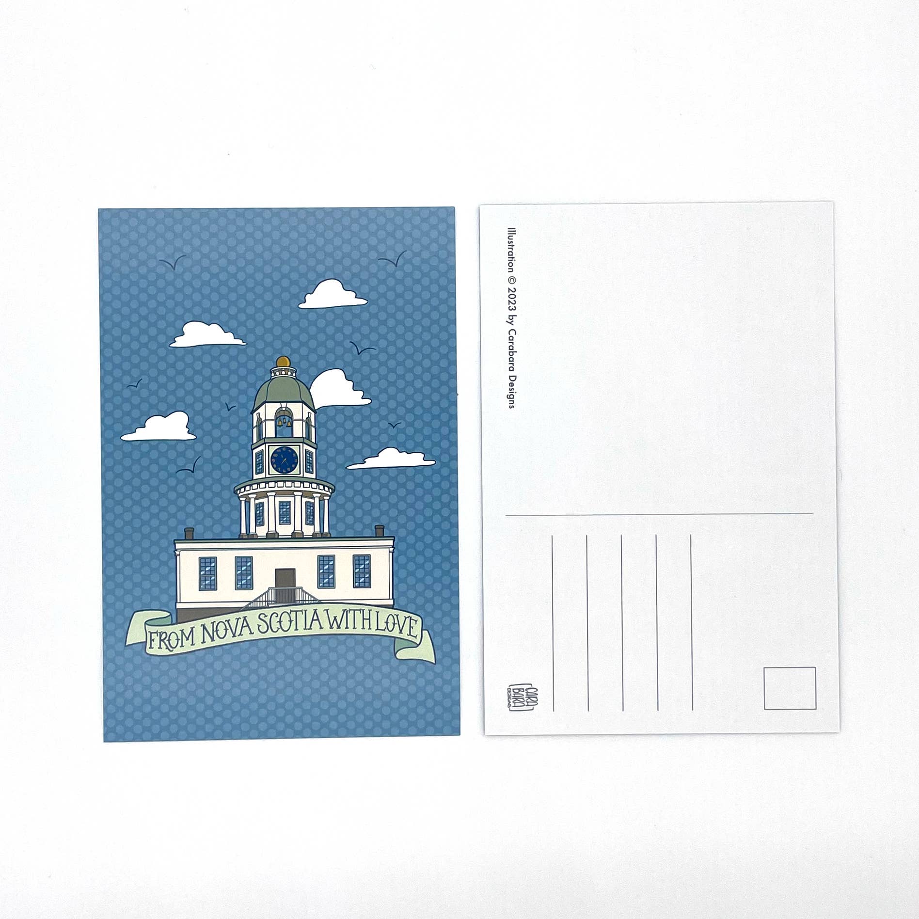 Carabara Designs - Nova Scotia Town Clock Postcard - Agricola Street Books