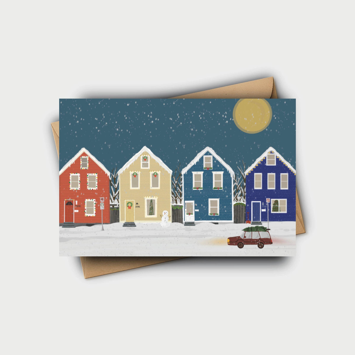 Bygone Art Project - Snowy Tree Delivery Holiday Card | Christmas, Greetings