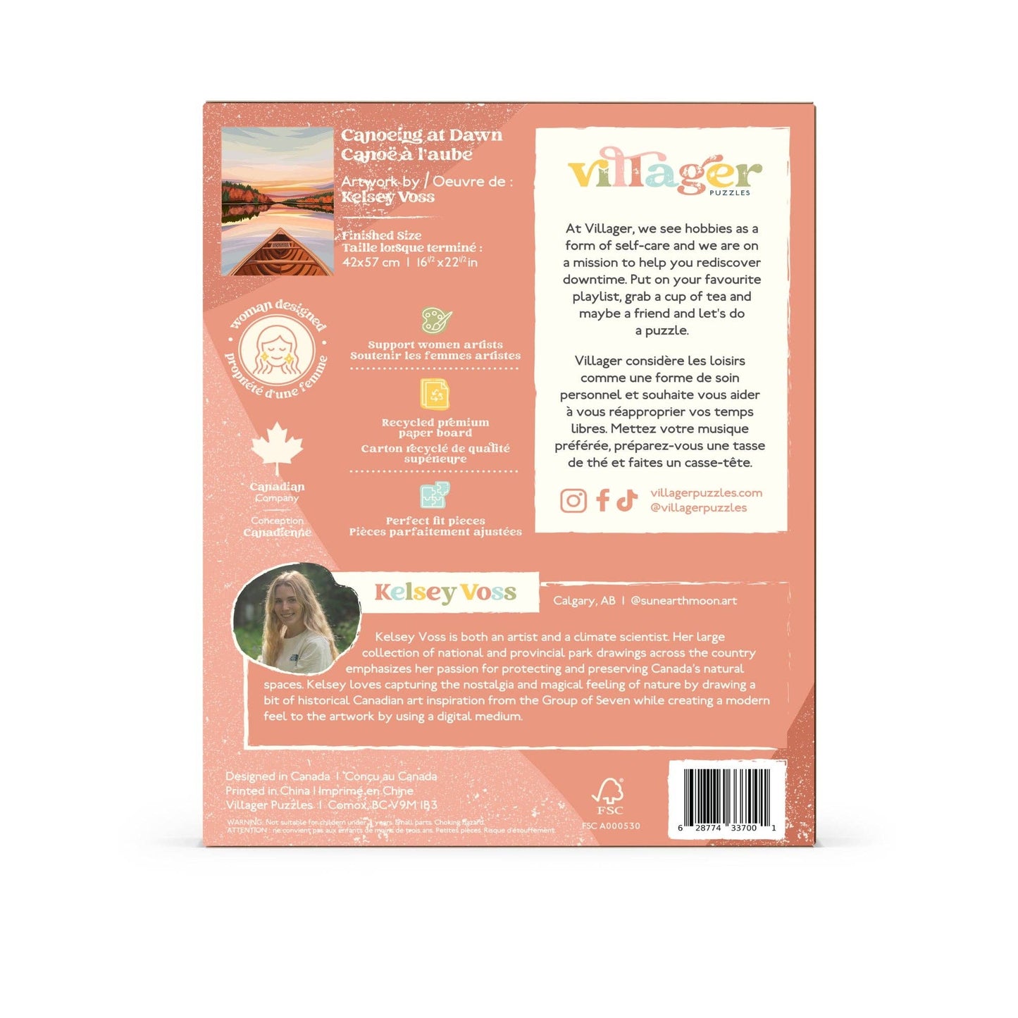 Villager Puzzles - Canoeing at Dawn | 500-Piece Puzzle | Designed in Canada