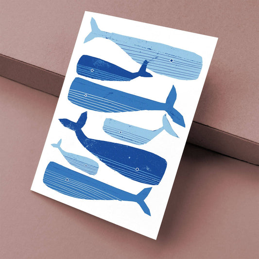 Kautzi Illustrations - Greeting Card Pod of Whales - Agricola Street Books