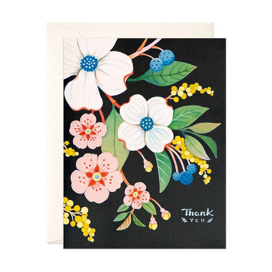JooJoo Paper - Navy Floral Thank You Greeting Card
