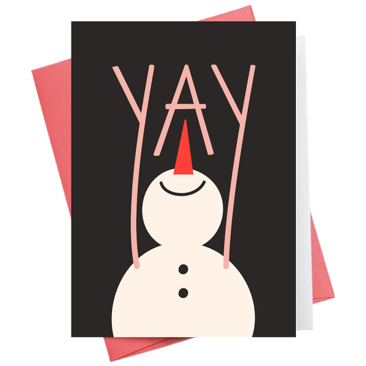 Inkwell Cards - Yay Snowman Black | Christmas Greeting Card