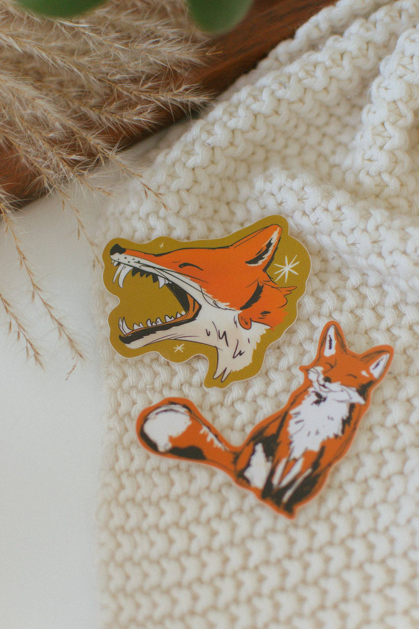 Brush + Bird Paper Co. - Smiling Fox Waterproof Vinyl Diecut Sticker | Outdoorsy Gift