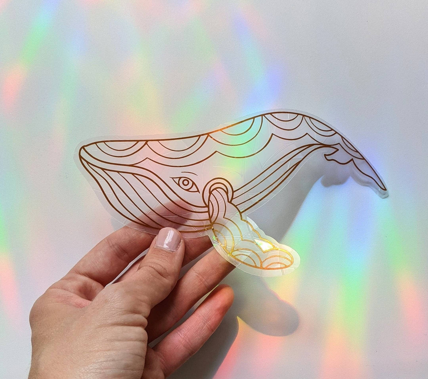 Prismatic Kitty - Whale Suncatcher Sticker | Window Cling | Coastal Decor