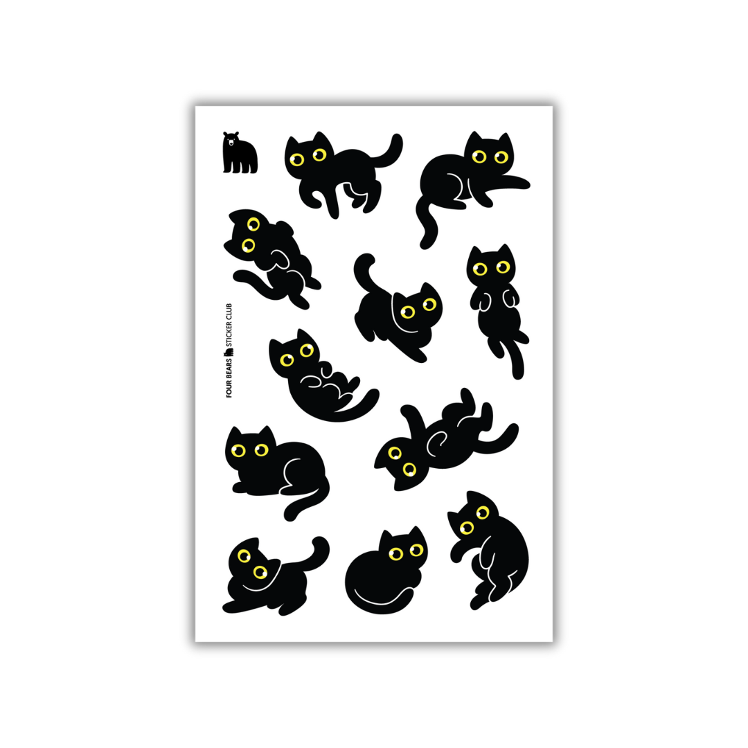 Four Bears Sticker Club - Fuzzy Black Cats