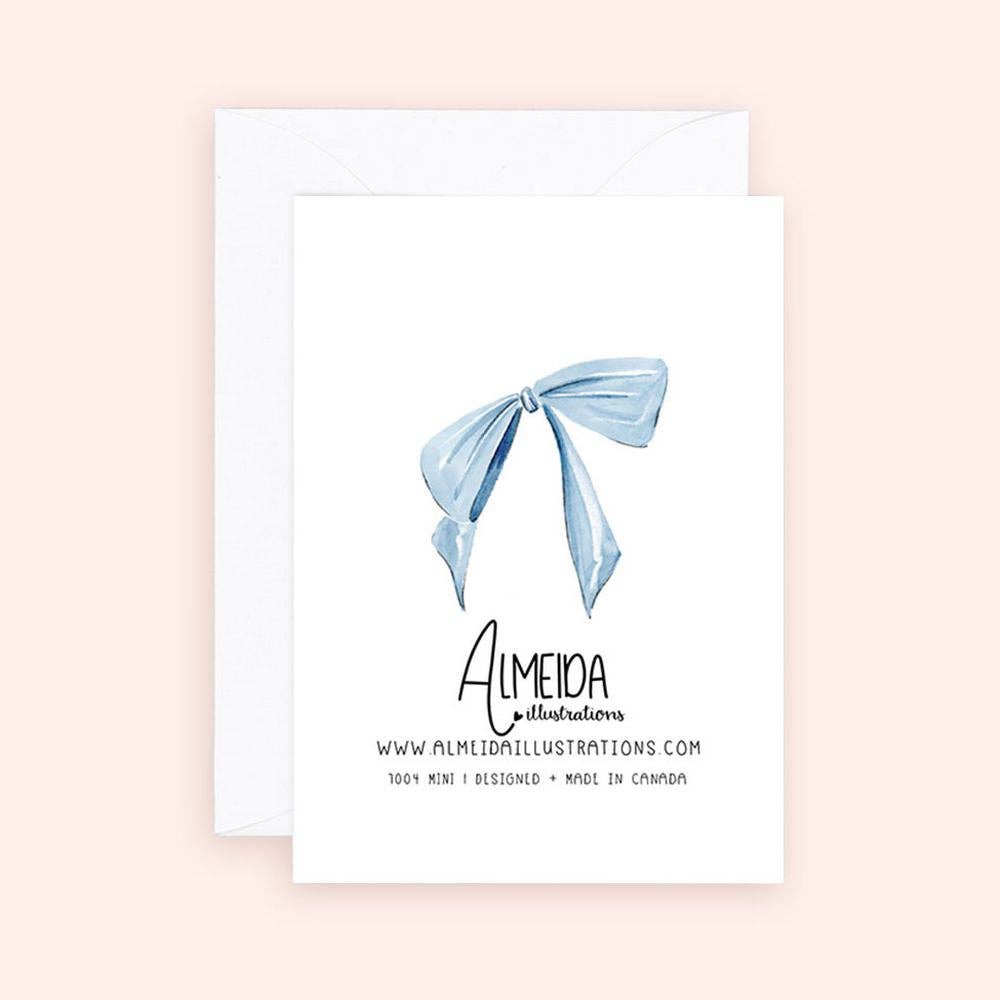 Almeida Illustrations - Mini Card - Wedding Rings & Bows Enclosure Card - Agricola Street Books