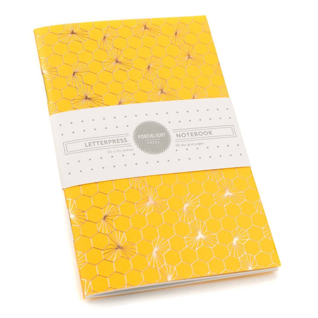 Porchlight Press Letterpress - Honeycomb Gold Foil Small - Notebook