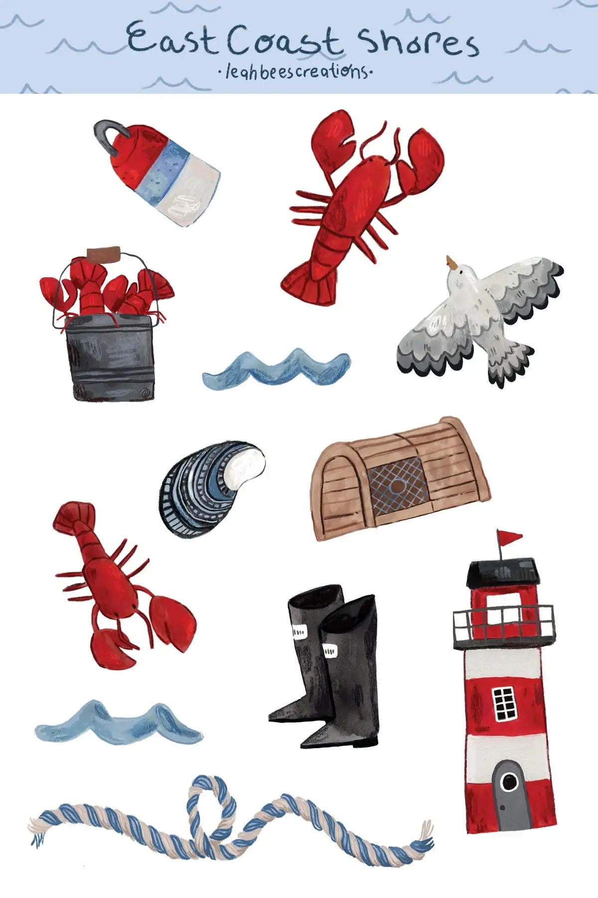 Leah Bees Creations - East Coast Shores — Vinyl Sticker Sheet
