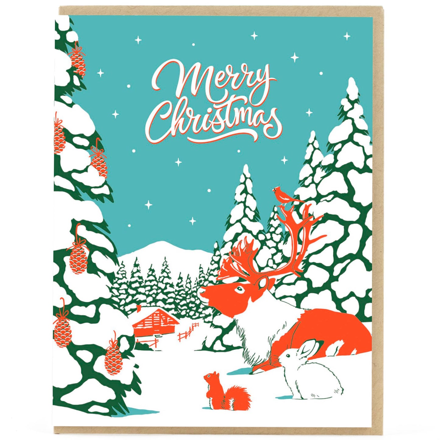 Porchlight Press Letterpress - Vintage Animal Country Christmas Card - Agricola Street Books