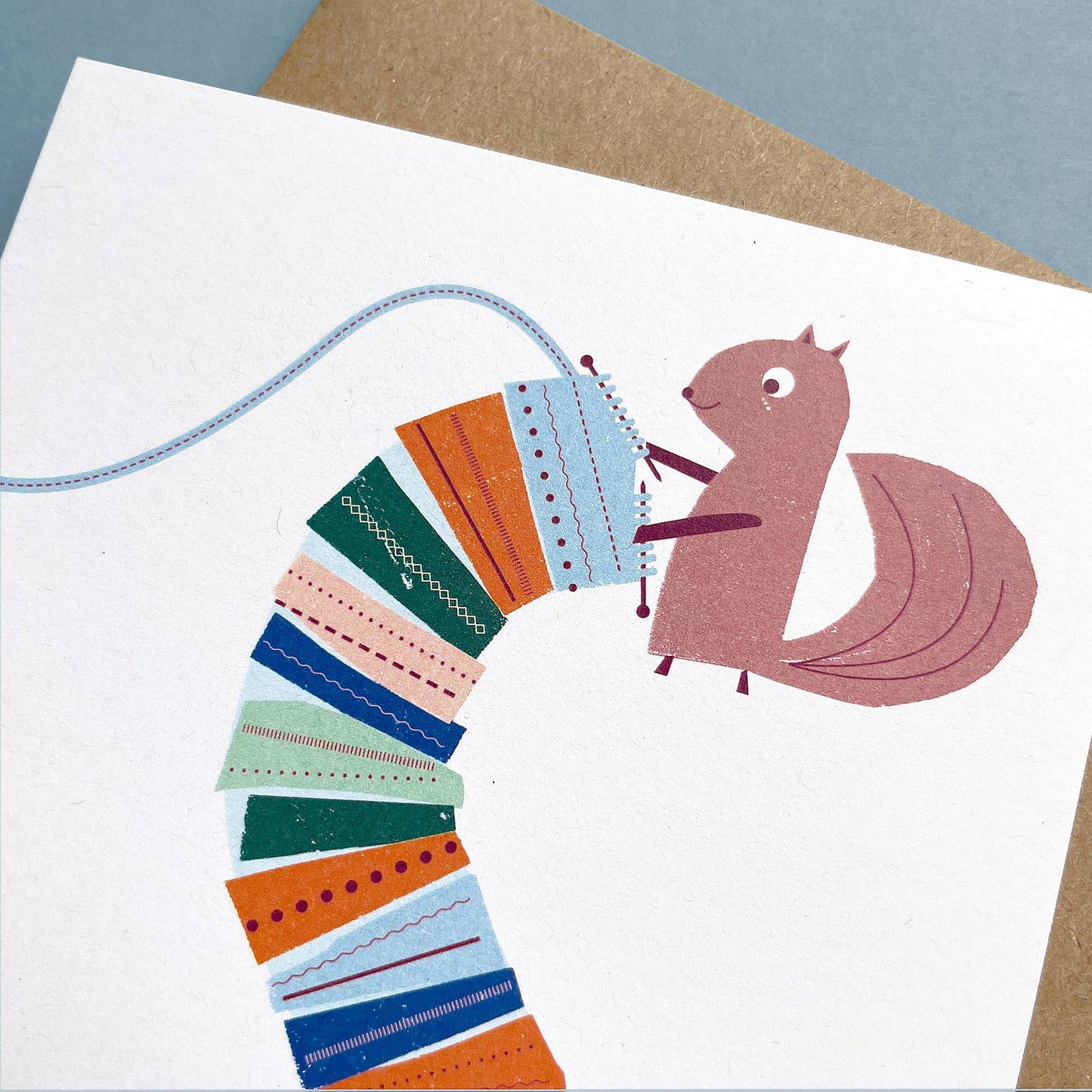 Kautzi Illustrations - Greeting Card Knitting Squirrel - Agricola Street Books