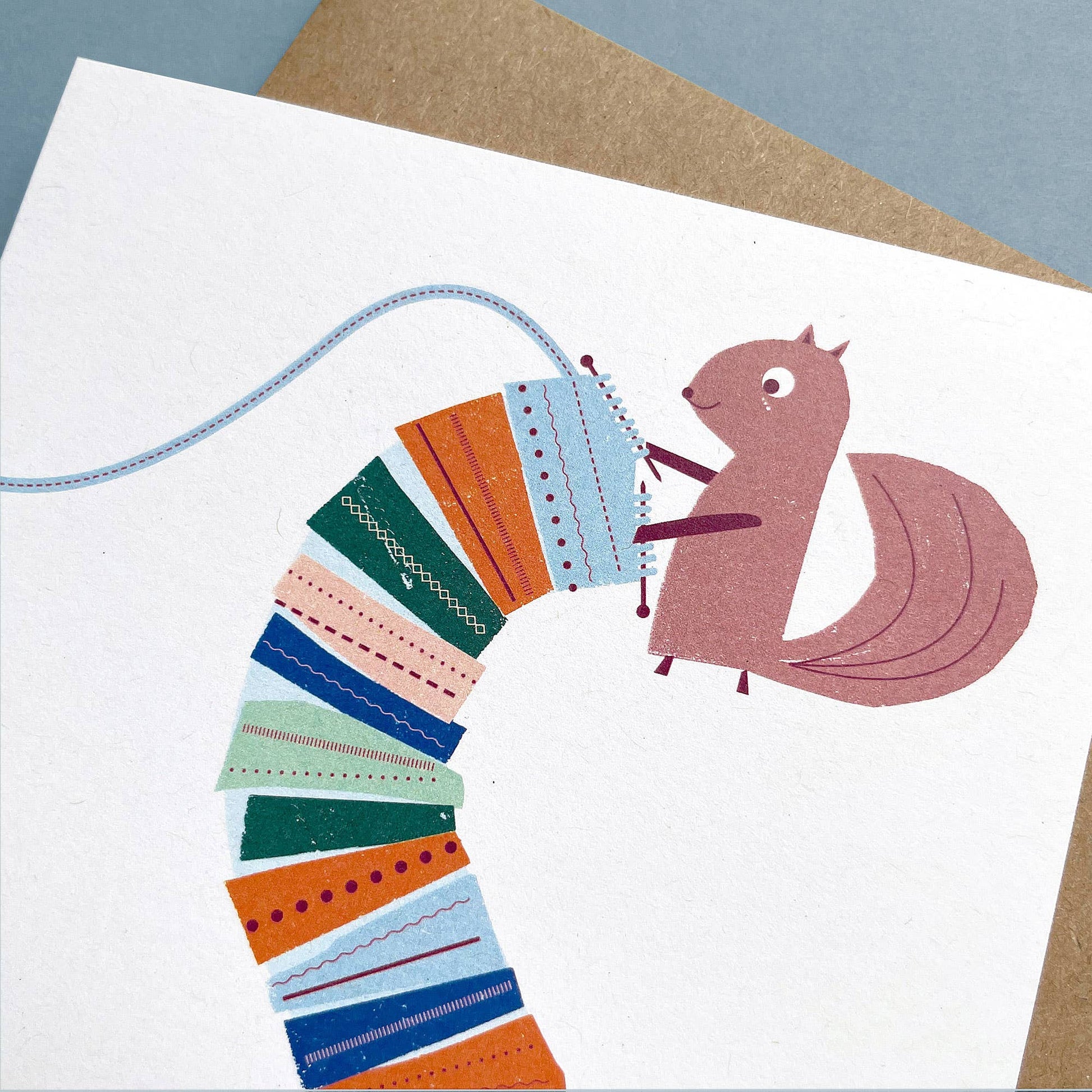 Kautzi Illustrations - Greeting Card Knitting Squirrel - Agricola Street Books
